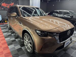 新車MAZDA CX-80の黒レザーを擦れから守る｜岡山市南区妹尾LINKSのStarex水性シートコーティング施工事例