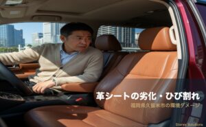【久留米市】高級車の革シートが色あせ・劣化する原因と再生方法｜空氣美爽