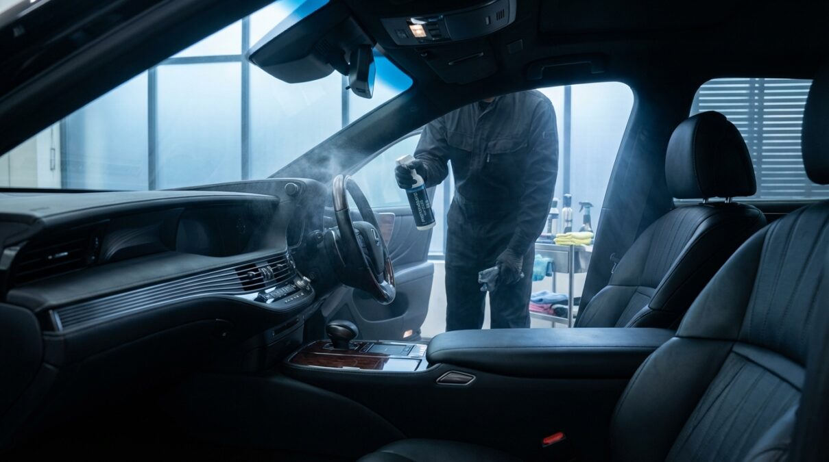 高級車内装への光触媒コーティング施工イメージ