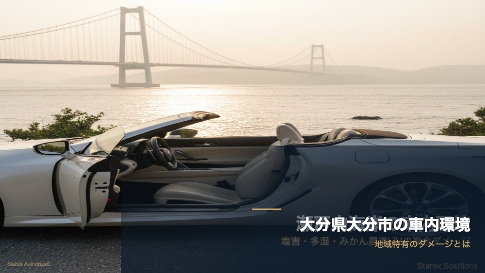 大分県の温暖湿潤気候と年間レザーシートケアカレンダー - アイキャッチ画像