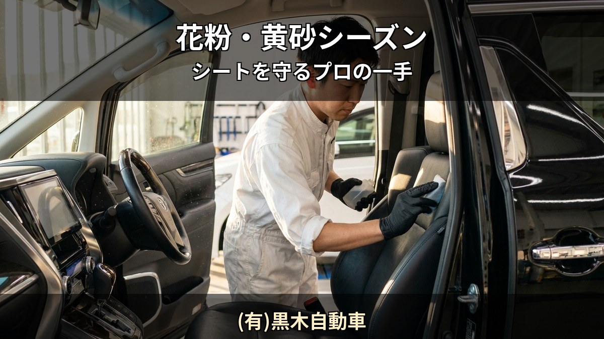 宮崎日向市 春の花粉・黄砂シーズン 後部座席に積もった微粒子と Starex 認定施工店 (有)黒木自動車 のシート保護
