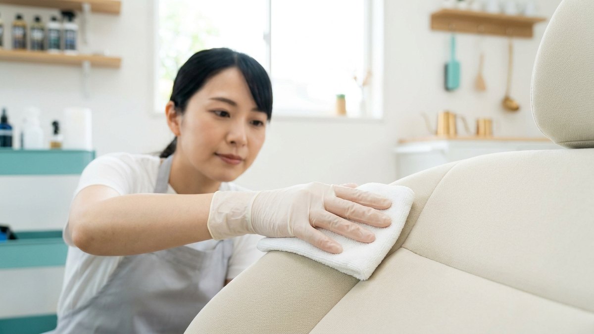 プロが清潔なシートを丁寧にケアする様子