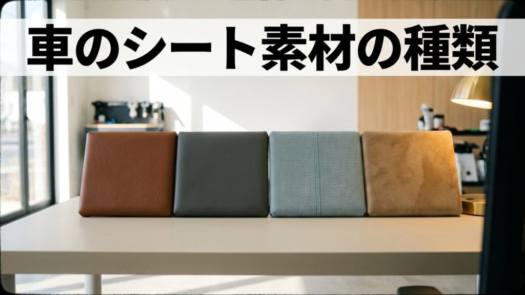 本革・合皮・布・スエード調の4種類のシート素材サンプル